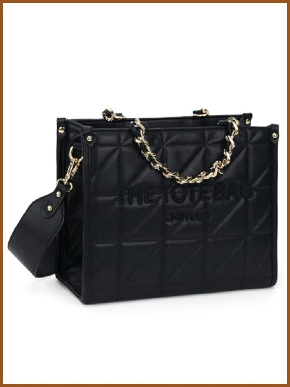 Quilted Tote Bag Top Handle Satchel Purse Detachable Crossbody Strap